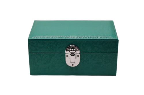 3-Place Watchbox in green leather, closed exterior view