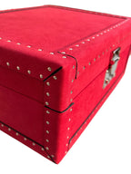 Nabuk Leather Jewelry Box in red, interior showing Alcantara lining