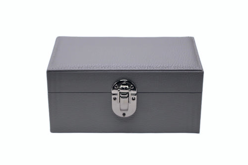 3-Place Watchbox in grey leather, closed exterior view