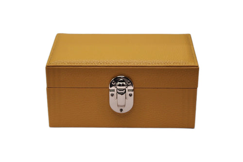 3-Place Watchbox in yellow leather, closed exterior view