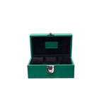 3-Place Watchbox in green leather, open showing interior - Oberndörfer Milano