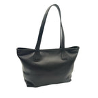 Leather tote bag interior showing cotton lining