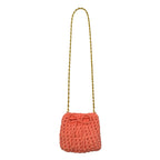 Peach mini crochet handbag with gold chain strap, handmade in Italy - Oberndörfer Milano