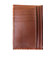 Handcrafted cognac crocodile leather wallet interior with card slots, made in Italy