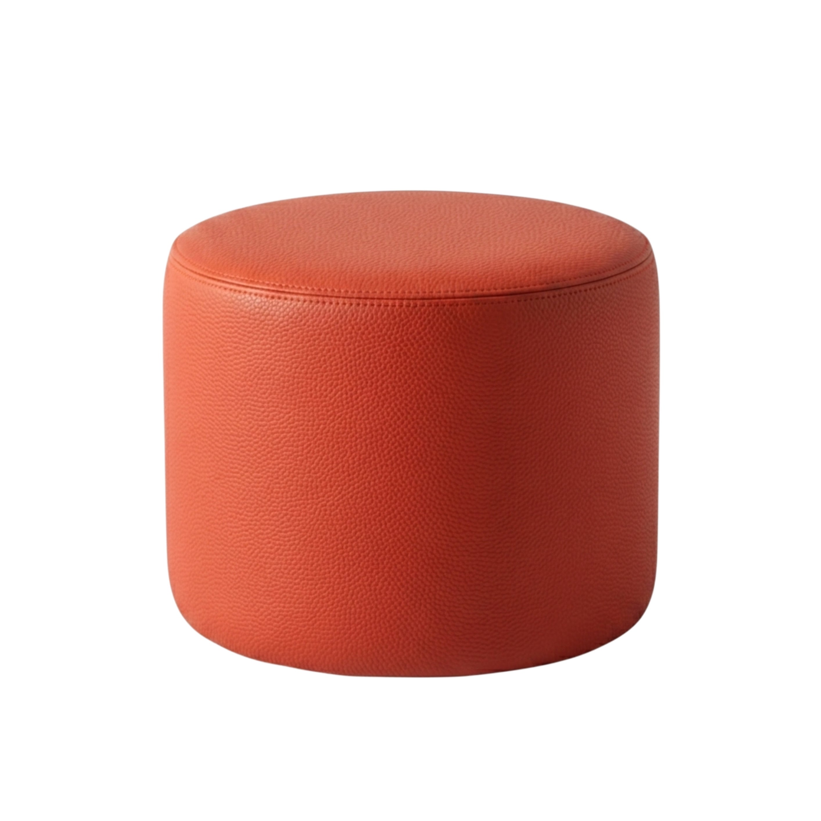 Orange Leather Pouf