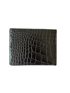 Black crocodile leather wallet interior showing card slots