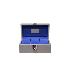 3-Place Watchbox in grey leather, open showing interior - Oberndörfer Milano