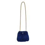 Blue mini crochet handbag with gold chain strap, handmade in Italy - Oberndörfer Milano