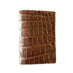 Chocolate brown crocodile leather wallet, front view - Oberndörfer Milano
