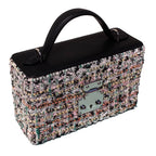 Black Mirror Handbag side view showing tweed cotton panel