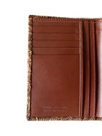 Chocolate brown crocodile leather wallet interior showing card slots