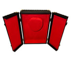 Leather Necklace Box open showing red velvet interior