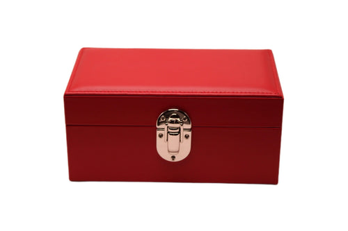 3-Place Watchbox in red leather, closed exterior view