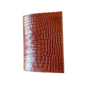 Brown crocodile-embossed leather wallet, handcrafted luxury Italian accessory