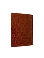 Cognac crocodile leather wallet, luxury handcrafted Italian accessory