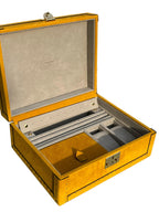 Nabuk Leather Jewelry Box in yellow, close-up of Nabuk leather texture