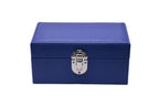 3-Place Watchbox in blue leather, closed exterior view