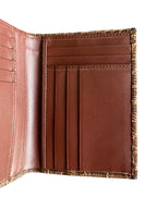 Chocolate brown crocodile leather wallet interior detail, handmade in Italy