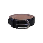 Black full-grain leather belt with round buckle, handmade in Italy - Oberndörfer Milano