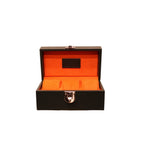 3-Place Watchbox in dark green leather, open showing interior - Oberndörfer Milano
