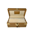 Watch & Jewelry Box in brown leather, closed exterior view - Oberndörfer Milano