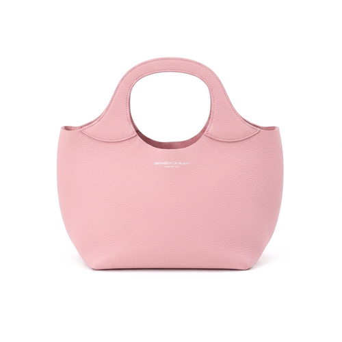 BAG MODEL 017 in pink Togo calf leather tote bag, handmade in Italy - Oberndörfer Milano
