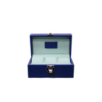 3-Place Watchbox in blue leather, open showing interior - Oberndörfer Milano