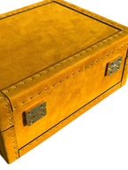 Nabuk Leather Jewelry Box in yellow, side view showing craftsmanship