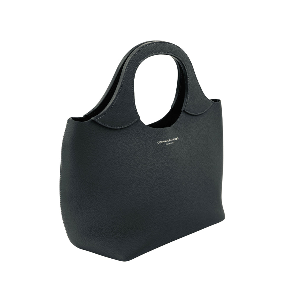 Black Italian leather tote bag with structured top handle - Oberndörfer
Model 017