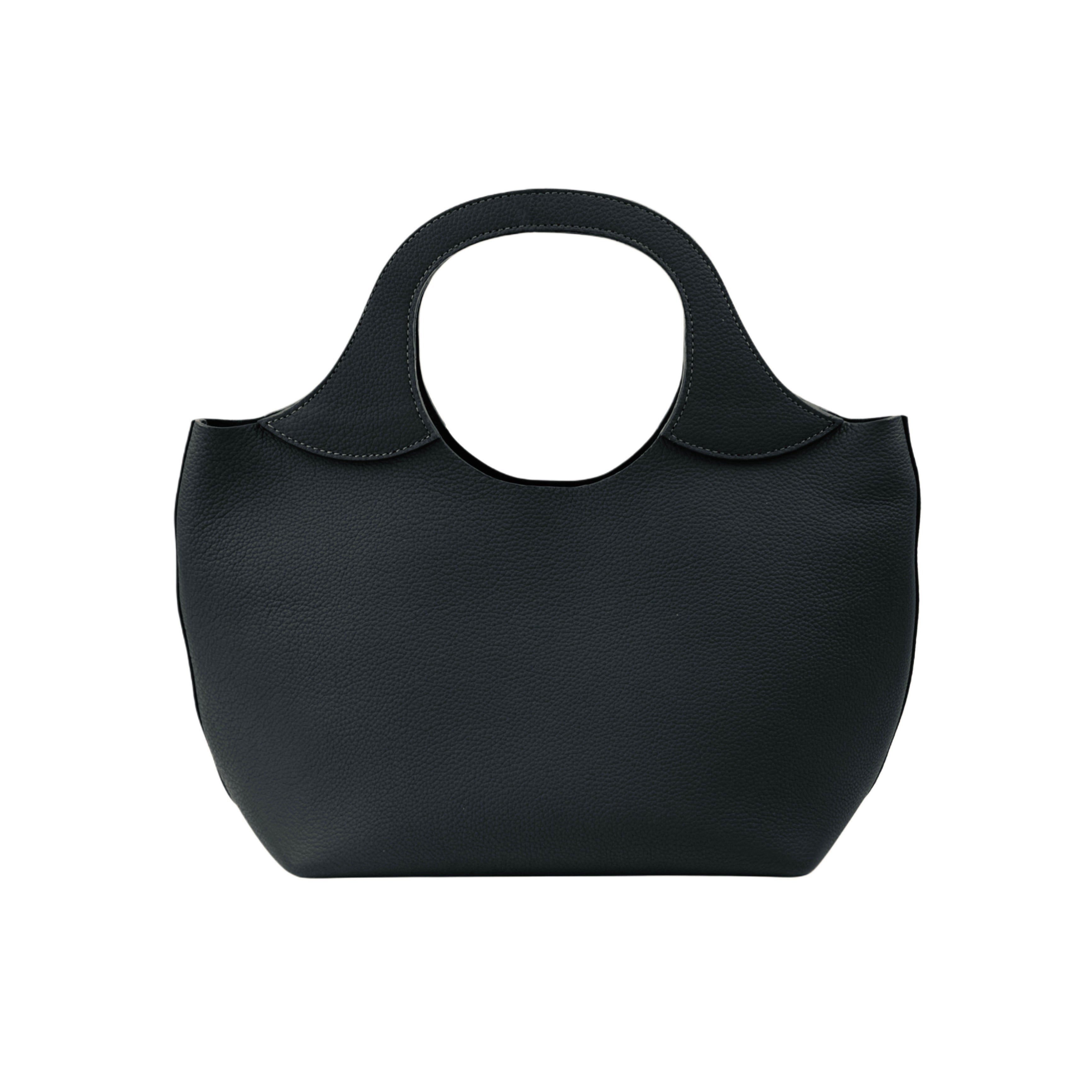 Black Italian leather tote bag with structured top handle back - Oberndörfer
Model 017