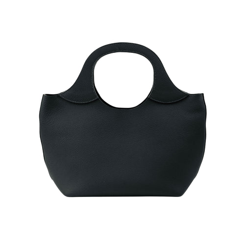 Black Italian leather tote bag with structured top handle back - Oberndörfer
Model 017