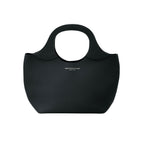 Black Italian leather tote bag with structured top handle front - Oberndörfer
Model 017
