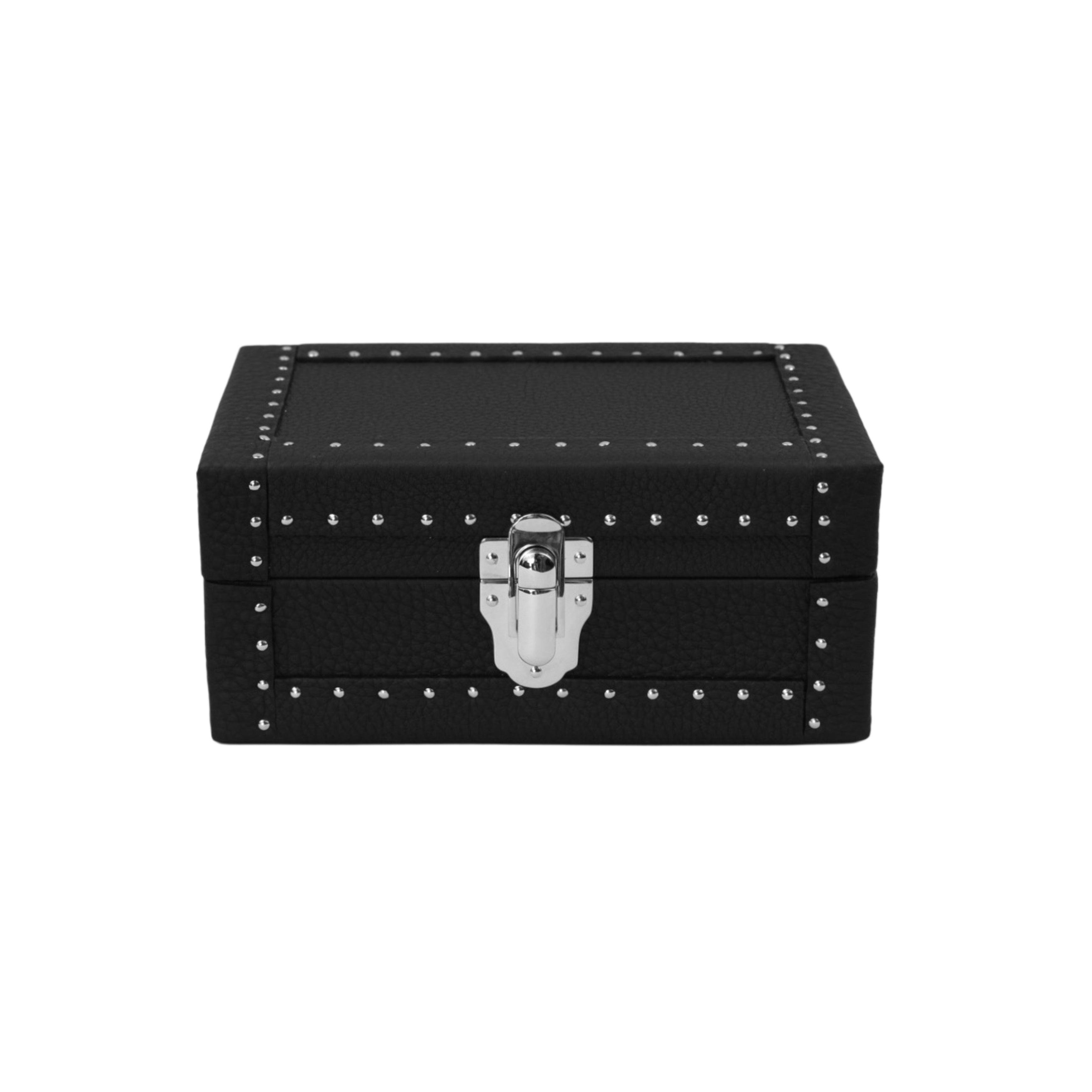 Black grained calf leather watch box for 3 watches - Oberndörfer Milano, handmade in Italy