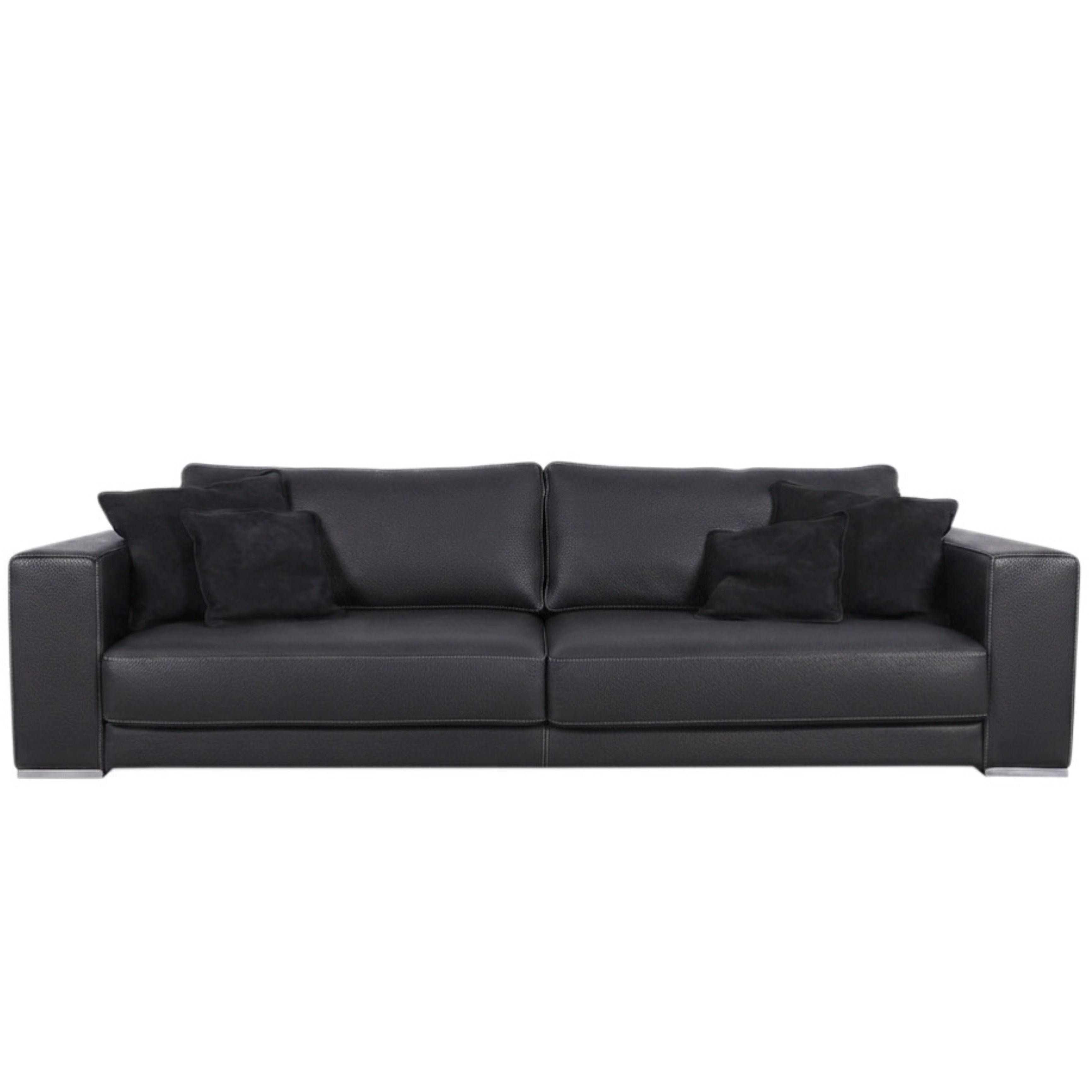 Black leather sofa made in italy