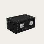 Black leather watch box back - luxury Italian leather watch storage
case