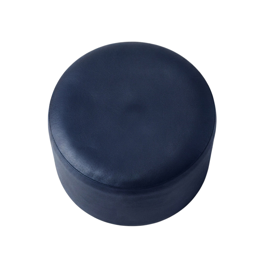 Blue leather pouf made in italy
