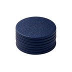 Set of 7 blue full-grain calf leather coasters stacked - Italian leather coaster set handmade in Italy by Oberndörfer Milano