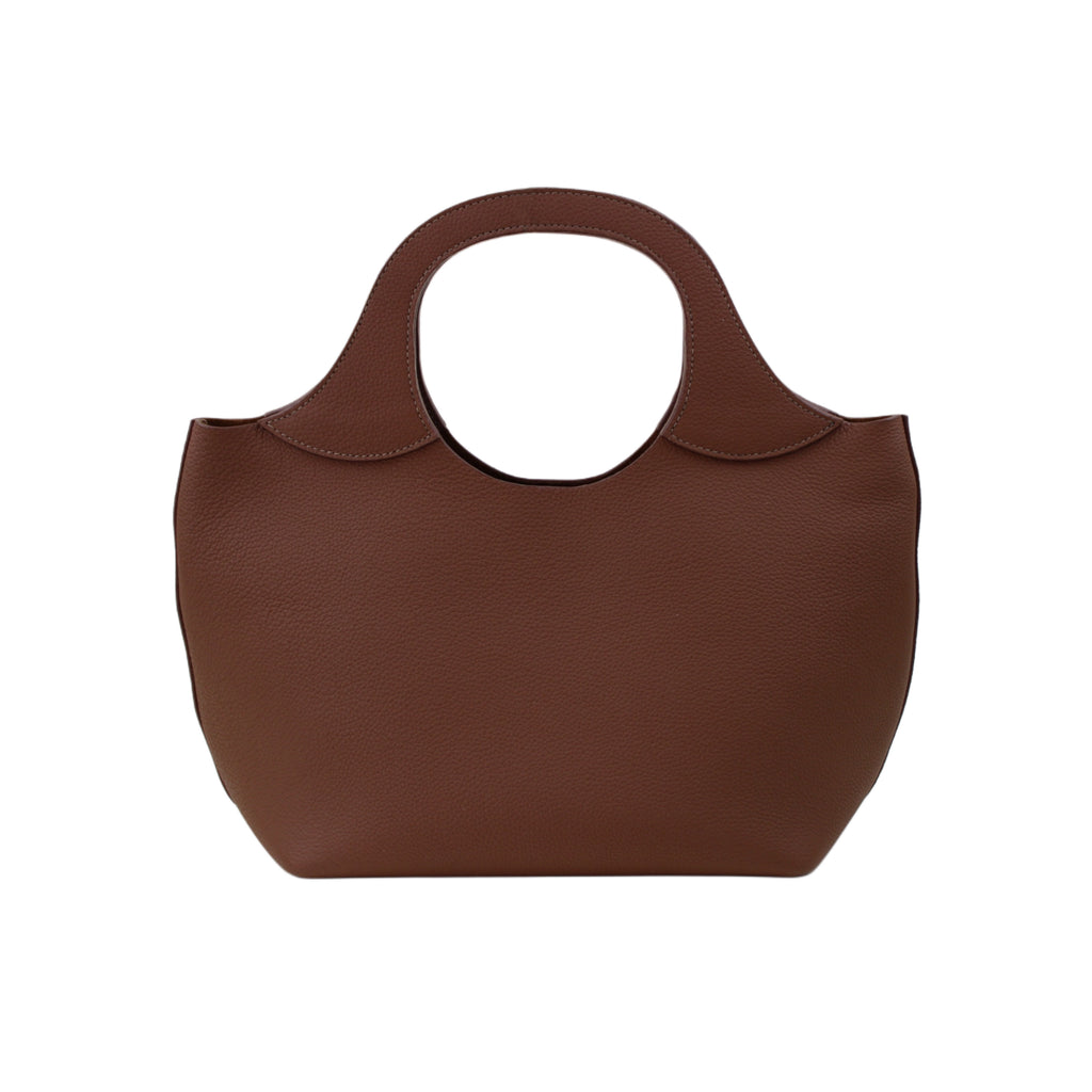 Brown Togo calf leather tote bag, handmade in Italy back - Bag Model 017 by
Oberndörfer