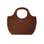 Brown Togo calf leather tote bag, handmade in Italy front - Bag Model 017 by Oberndörfer