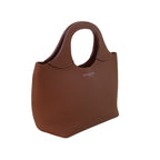 Brown Togo calf leather tote bag, handmade in Italy side- Bag Model 017 by
Oberndörfer