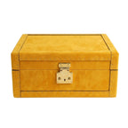 Nabuk Leather Jewelry Box in yellow, closed exterior view - Oberndörfer Milano