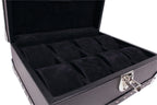 8-Place Watchbox in black leather, side view showing craftsmanship