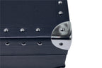 8-Place Watchbox in black leather, close-up of brass stud corners