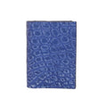 Blue crocodile-embossed leather card holder, luxury Italian handcrafted accessory