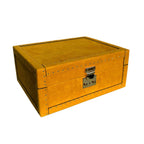 Nabuk Leather Jewelry Box in yellow, open showing compartments