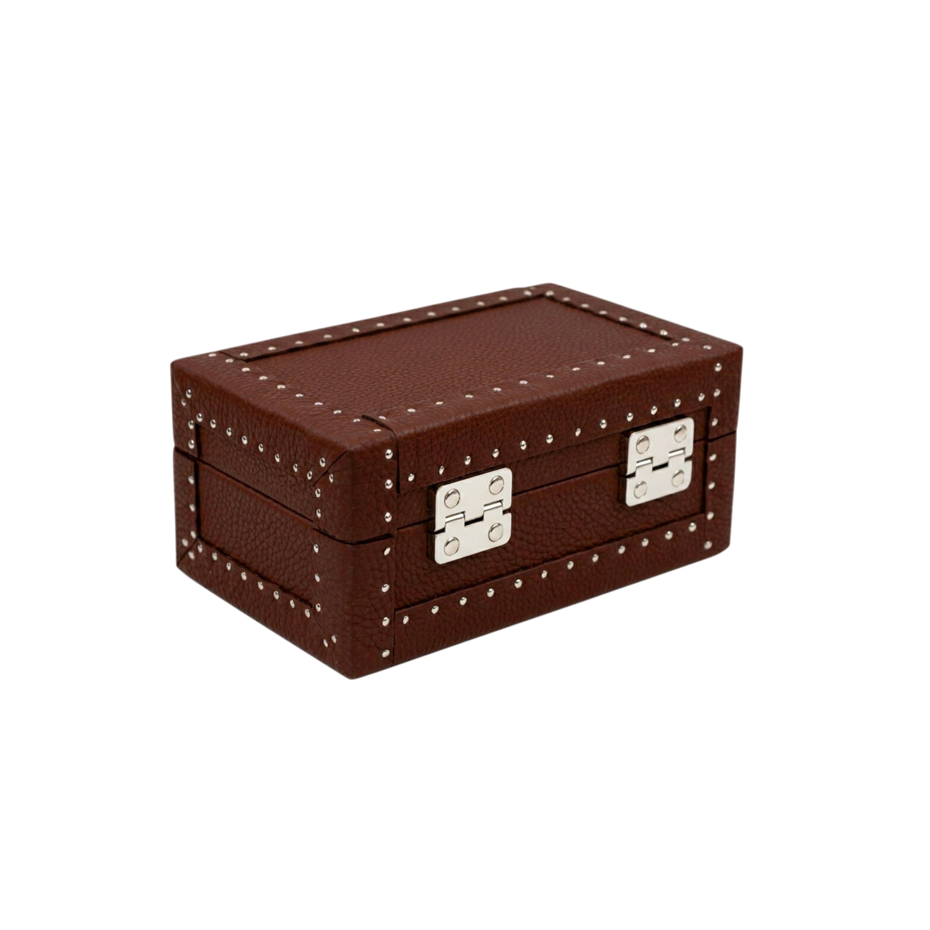 Cognac brown leather watch box back - luxury Italian leather watch
case handmade in Italy