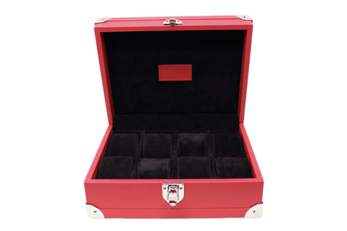 8-Place Watchbox in red leather, closed exterior view
