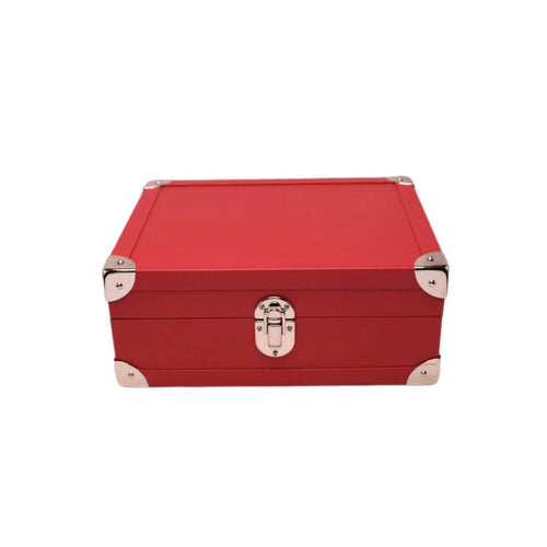 8-Place Watchbox in red leather, open showing interior - Oberndörfer Milano