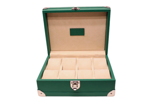 8-Place Watchbox in green leather, closed exterior view