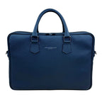 Blue Togo leather briefcase, handmade in Italy - Oberndörfer Milano